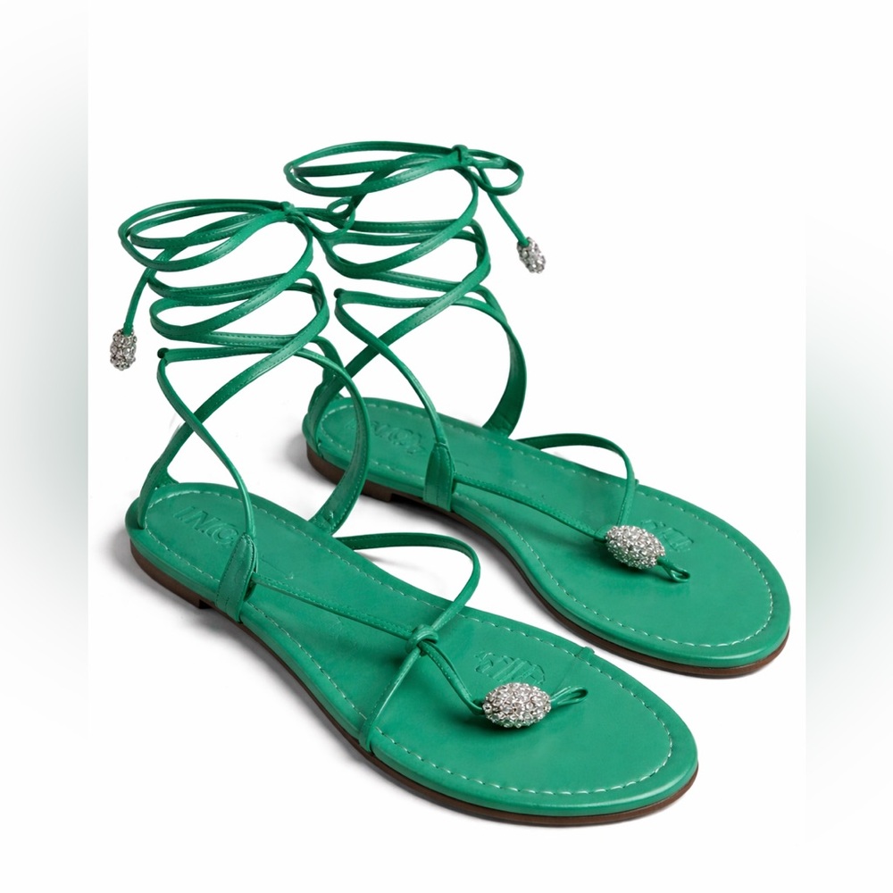 New! I.N.C. Green Strappy Sandals with rhinestones sz 9